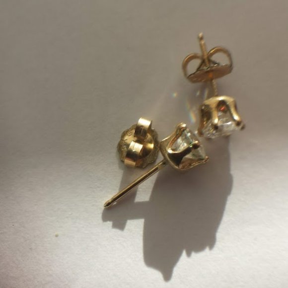 2 Carat CZ 14K Gold Stud Earrings - Picture 9 of 15